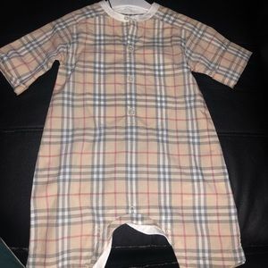 Burberry bib detail check cotton jumpsuit